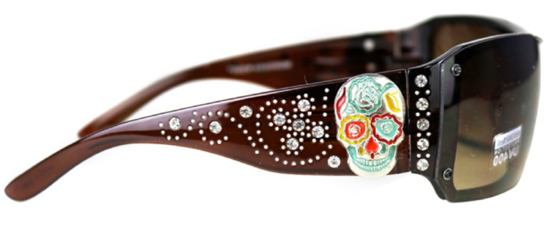Montana West Sugar Skull Collection Sunglasses Coffee/Multico