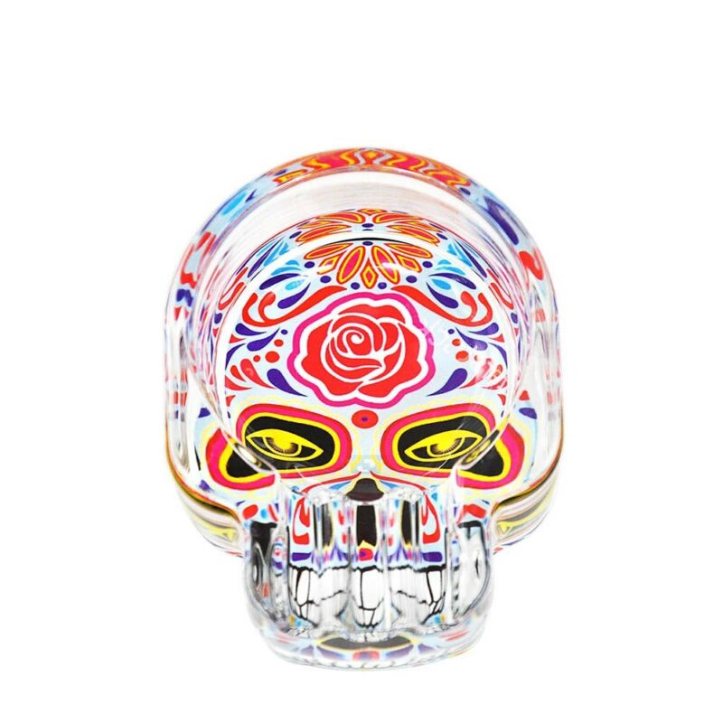 Handmade Sugar Skull Design Glass Ashtray
