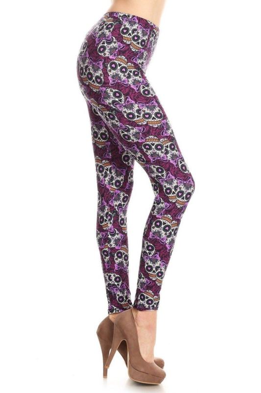 Sugar Skull Print Buttery Soft Leggings 3X-5X