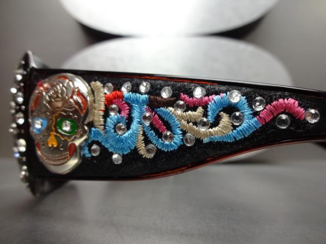 Women's WESTERN Bling COWGIRL SUN GLASSES Brown Frame & Lens Sugar Skull Concho