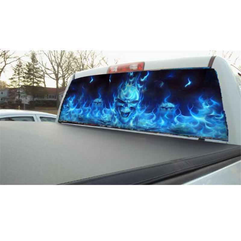 1X Car Rear Window Flaming Skull Cool Sticker For Truck SUV Jeep (22"x65" Large)
