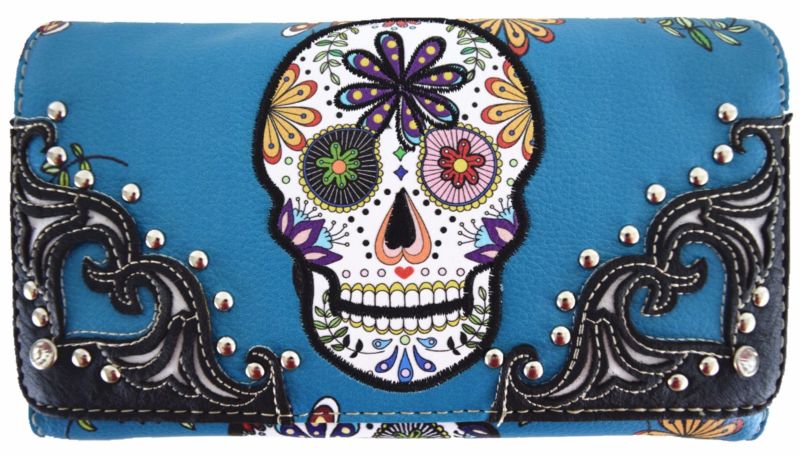 Sugar Skull Halloween Purse Punk Handbag Women's Totes Shoulder Bag Wallet Set