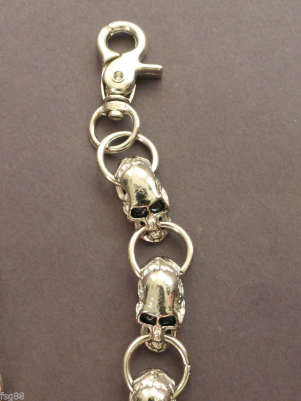 NEW 21" Chrome Skull Skeleton Biker Trucker Jean Wallet Thick Heavy Chain