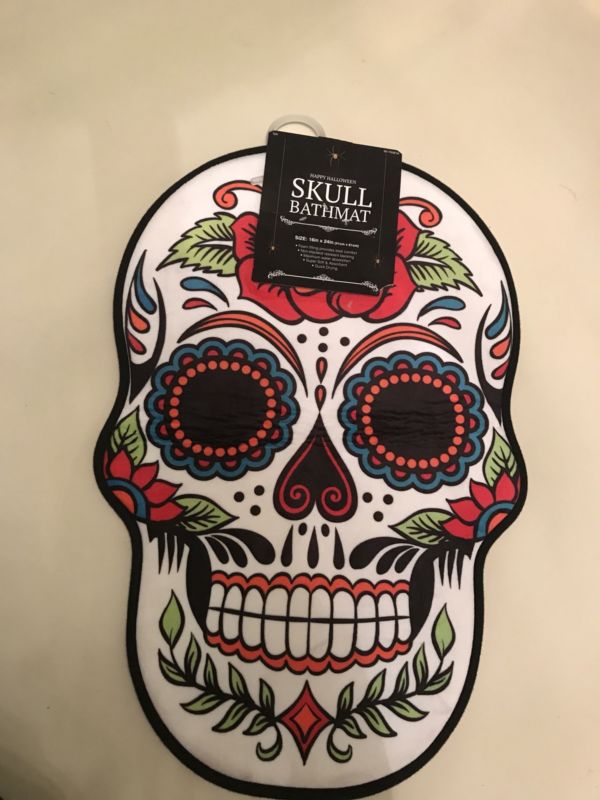 SUGAR SKULL Bathmat Rug Bath Mat 16" x 24" DAY OF THE DEAD