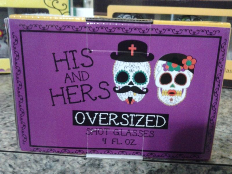 Sugar Skulls Day Of The Dead Party Set Wine, His & Hers Shot Glasses & Lantern