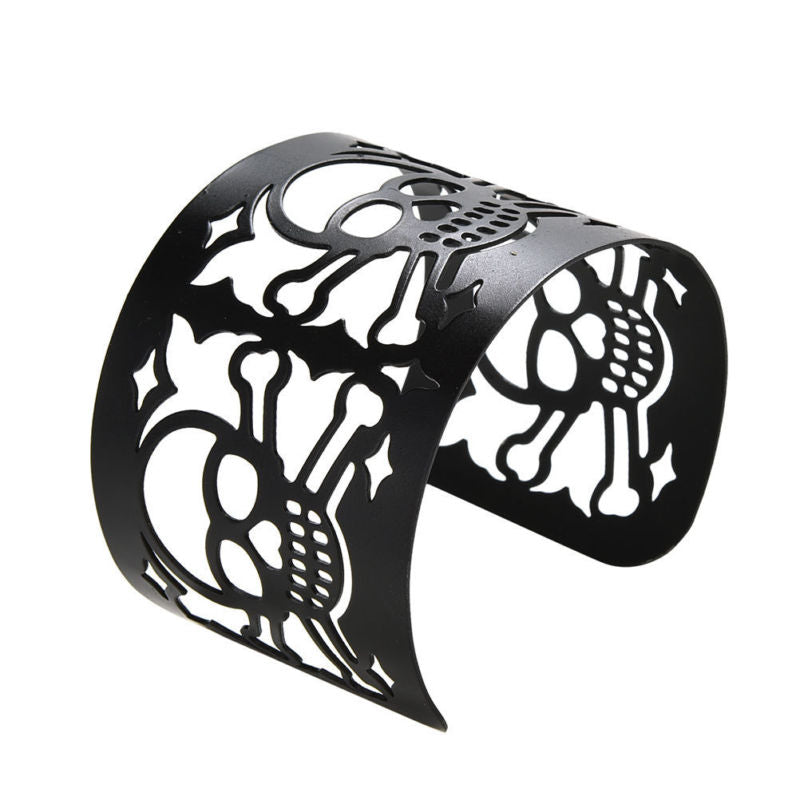 Cuff Jewelry Metal Bangle Wide Hollow-out Skull Bracelet Punk Style