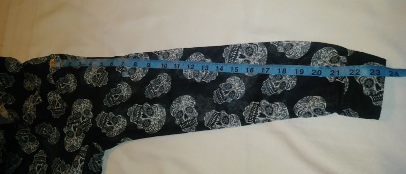 Women's Long Sleeve Sugar Skull Sheer Long Blouse Size S/M