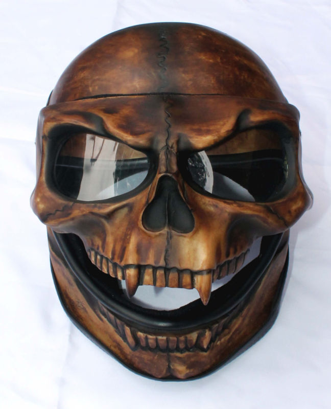 Skull Skeleton Visor Flip Up Motorcycle Helmet GHOST RIDER Full Face S - XXL