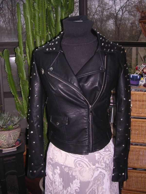 FREE GENERATION $225 LEATHER EMBROIDERED STUD SUGAR SKULL DAY OF THE DEAD JACKET