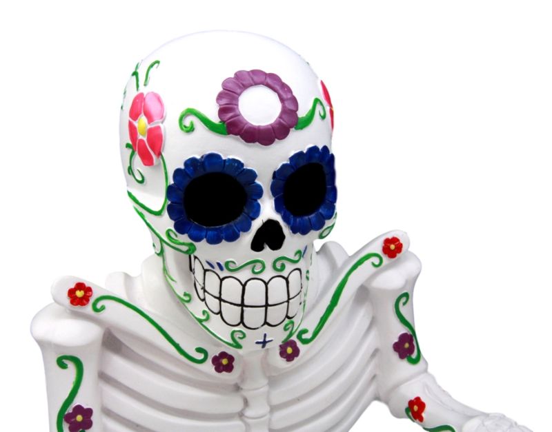 White Day Of The Dead Sugar Skull Floral Skeleton Bathroom Toilet Paper Holder