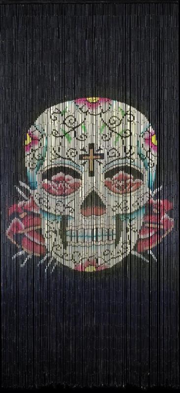 Bamboo Beaded Curtain Hand Painted-Sugar Skull