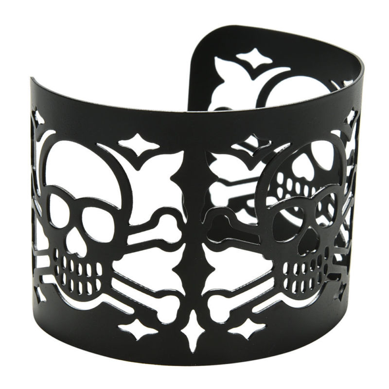 Cuff Jewelry Metal Bangle Wide Hollow-out Skull Bracelet Punk Style