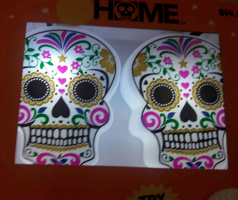 Day of the Dead Sugar Skull String of 6 LED Lights Bedroom Wall Decor Girl's NEW