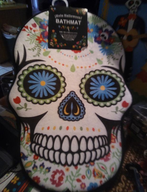 Dia De Los Muertos Sugar Skull Bathmat