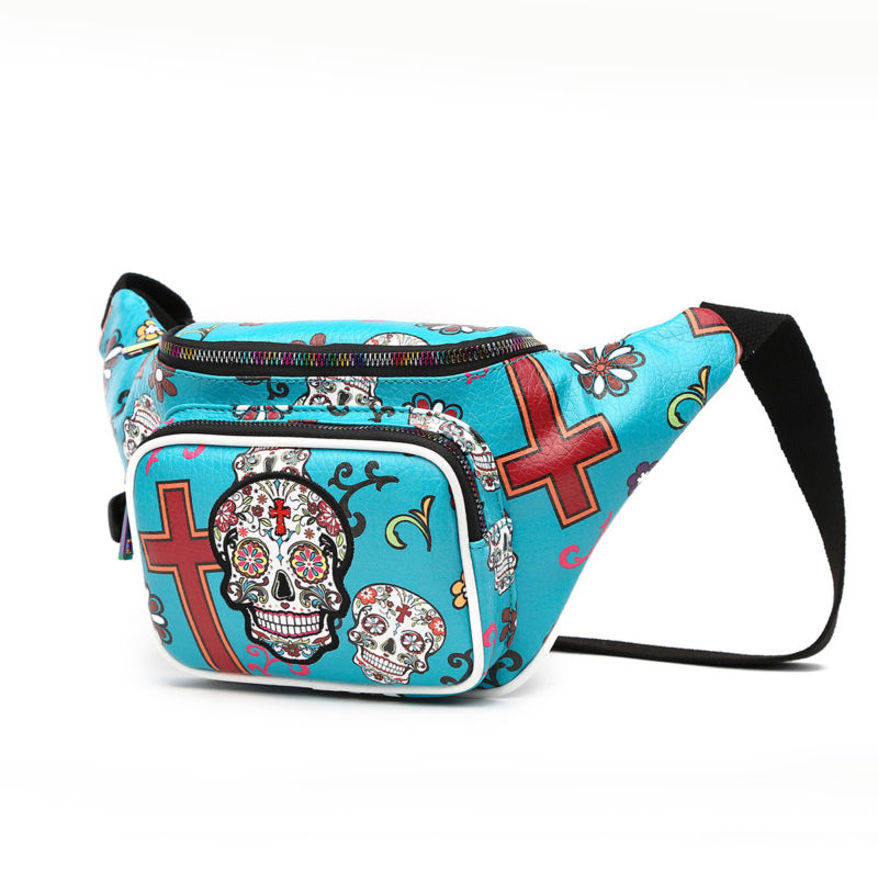 Sugar Skull Fanny Pack Day of the Dead Running Waist Bag Fashion Calavera Purse