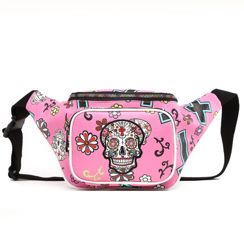 Sugar Skull Fanny Pack Day of the Dead Running Waist Bag Fashion Calavera Purse