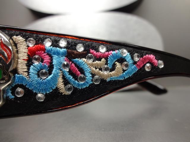 Women's WESTERN Bling COWGIRL SUN GLASSES Brown Frame & Lens Sugar Skull Concho