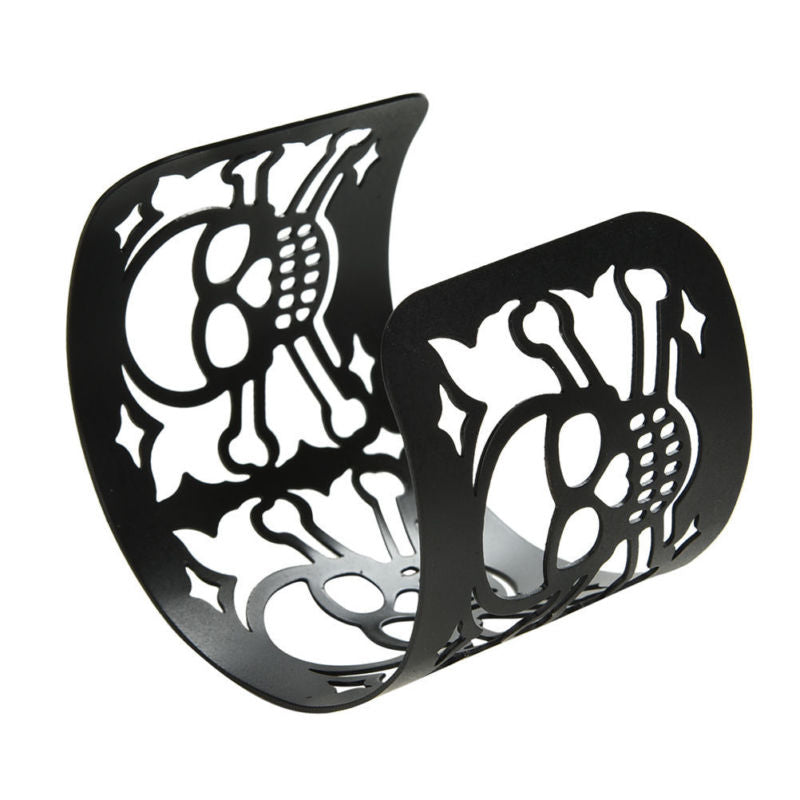 Cuff Jewelry Metal Bangle Wide Hollow-out Skull Bracelet Punk Style