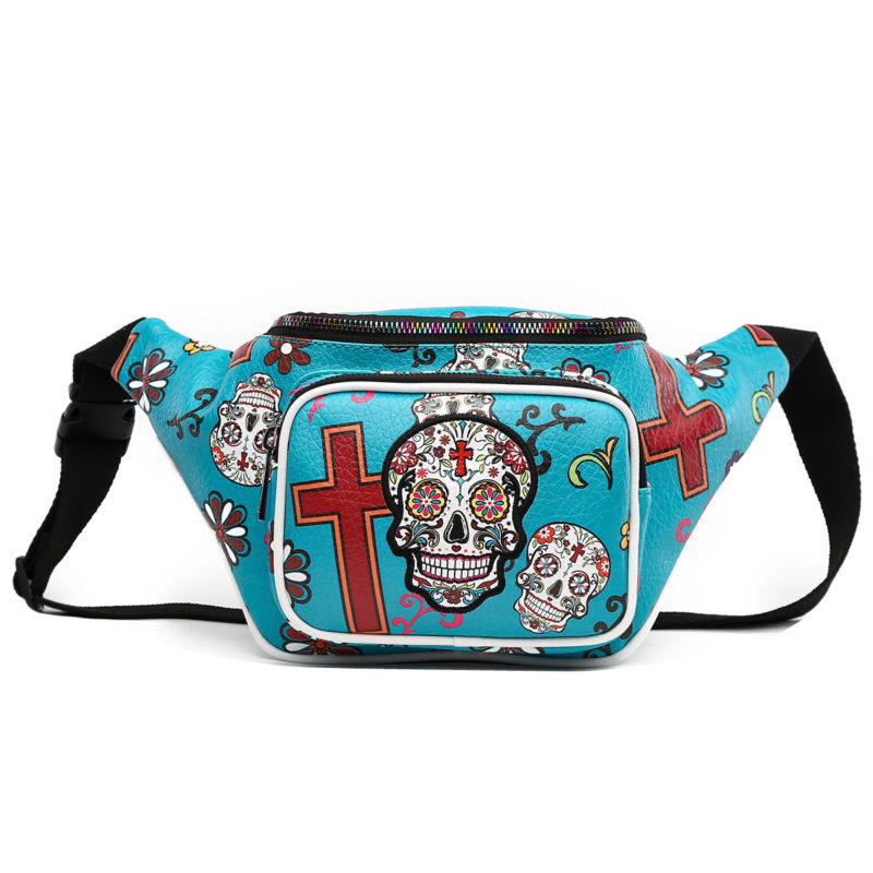 Sugar Skull Fanny Pack Day of the Dead Running Waist Bag Fashion Calavera Purse
