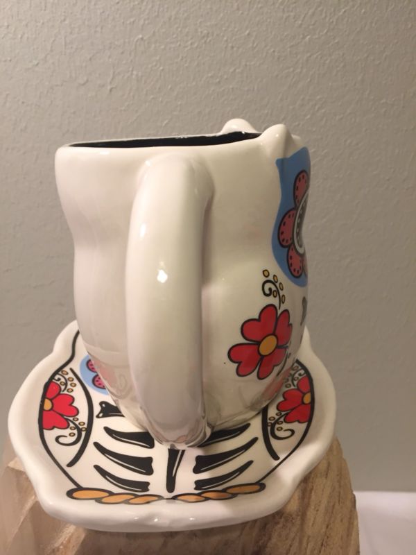 Cracker Barrel Sugar Skull Owl Mug /Cup & Plate Day Of The Dead Halloween NEW