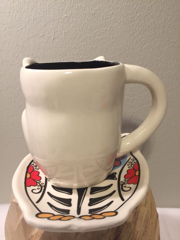 Cracker Barrel Sugar Skull Owl Mug /Cup & Plate Day Of The Dead Halloween NEW