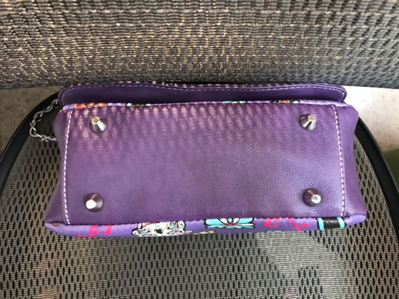 Cowgirl Trendy SUGAR SKULL MOTORCYCLE JACKET HANDBAG w/Flap & Chain Strap PURPLE