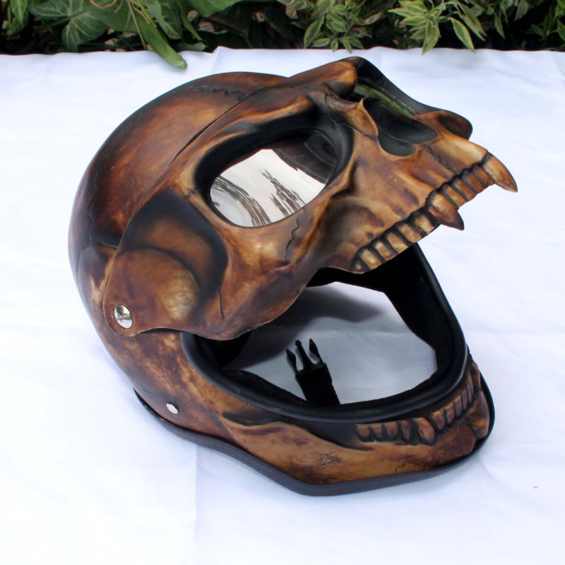 Skull Skeleton Visor Flip Up Motorcycle Helmet GHOST RIDER Full Face S - XXL