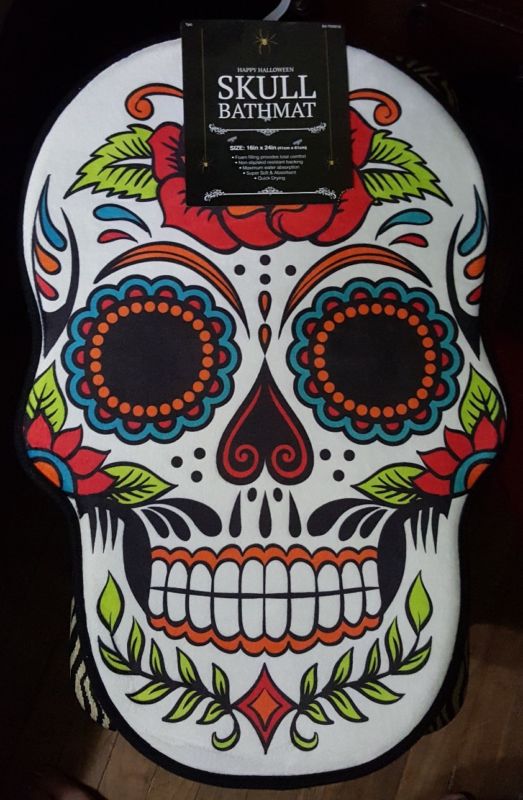 Red Orange Sugar SKULL Designer BATH MAT RUG 16" x 24" *NEW Bathmat Day of Dead