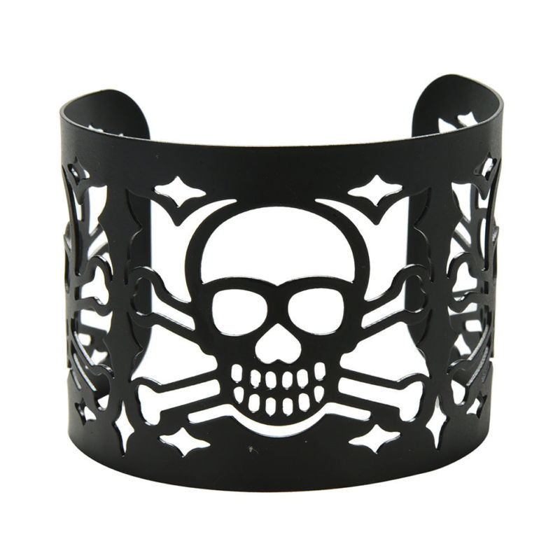 Cuff Jewelry Metal Bangle Wide Hollow-out Skull Bracelet Punk Style