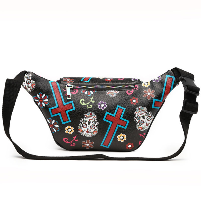 Sugar Skull Fanny Pack Day of the Dead Running Waist Bag Fashion Calavera Purse