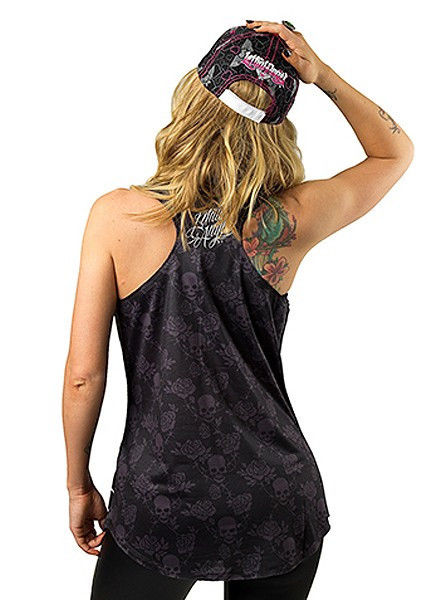 Lethal Angel Day Of The Dead Rose Skull Tattoo Womens Tank Top Shirt
