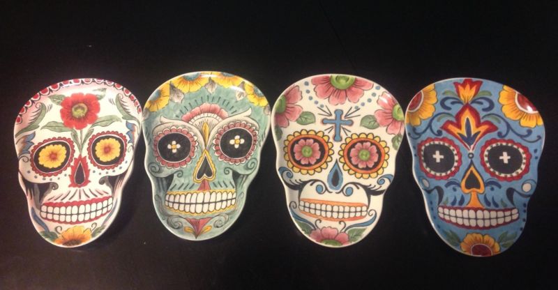 Set of Sugar Skull Mugs and Plates Halloween