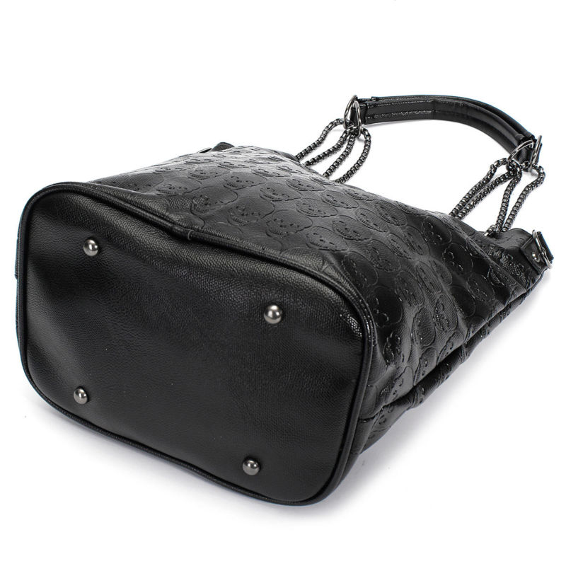 2pcs Fashion Women Leather Skull Handbag Shoulder Crossbody Messenger Bag Purse