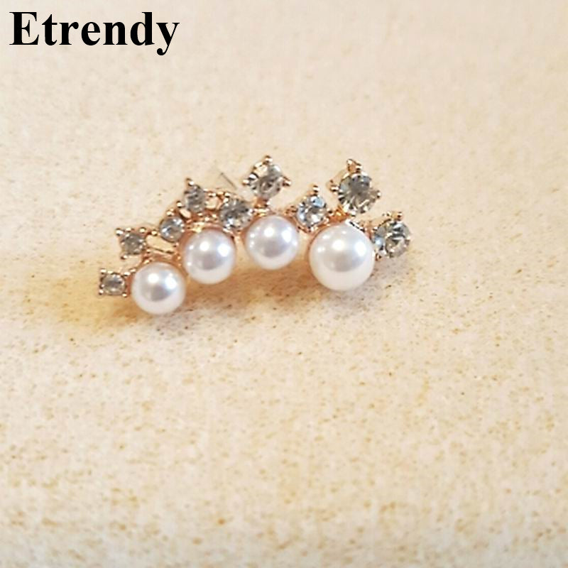 Silver needle simulated pearl ear cuff earrings for women bijoux beautiful stud earrings fashion jewelry gift
