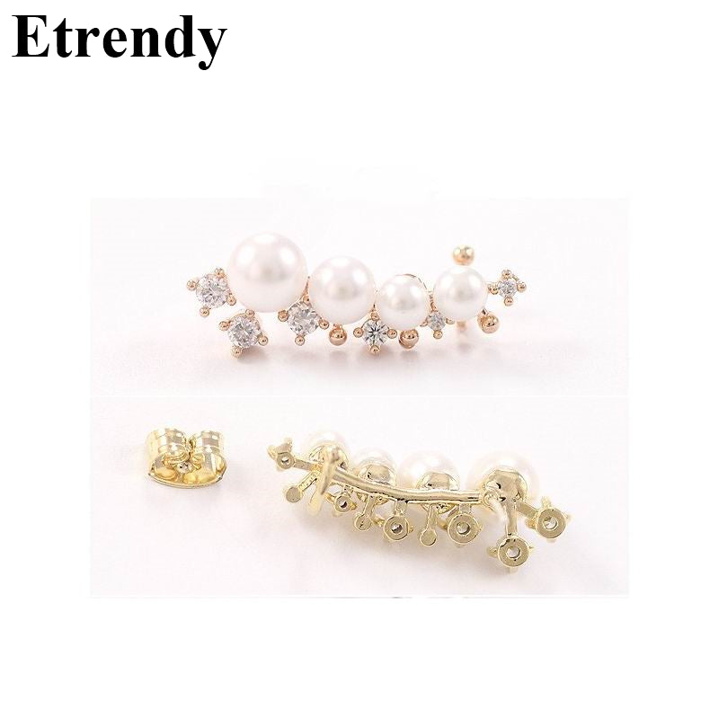 Silver needle simulated pearl ear cuff earrings for women bijoux beautiful stud earrings fashion jewelry gift