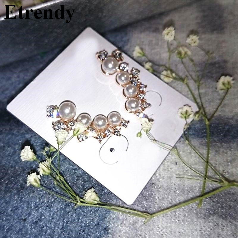 Silver needle simulated pearl ear cuff earrings for women bijoux beautiful stud earrings fashion jewelry gift