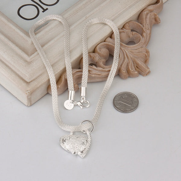 silver plated gorgeous charm fashion charm heart wedding lady love zircon necklace noble luxury 18 inches Silver jewelry hot