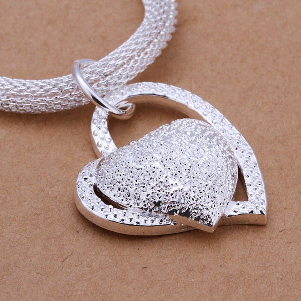 silver plated gorgeous charm fashion charm heart wedding lady love zircon necklace noble luxury 18 inches Silver jewelry hot
