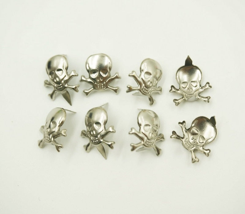 100 pcs silver skull punk rivets claws stud for bag, hat, shoe,clothes,leather phone case decoration diy craft accessories