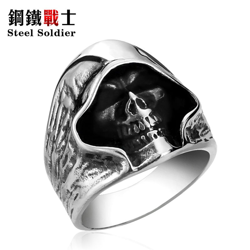 good detail the death skull vintage ring for man stainless steel movie style hot sale skull jewelry