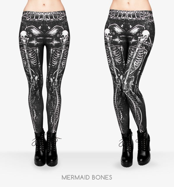 Black Skull Fashion Women Clothing fitness legging Digital 3D Printing Punk Legging Pants Causal Leggings