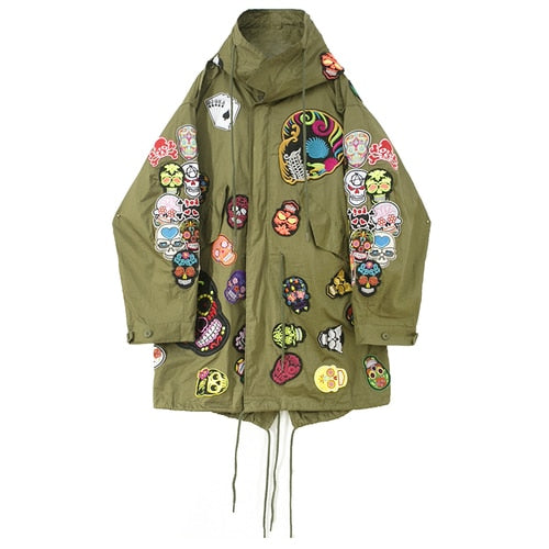 Streetwear Hip Hop Gothic Hooded Windbreaker Jacket
