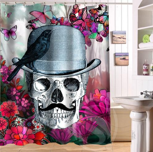 24 Style Custom Classic Skull Bathroom Waterproof Shower Curtain Durable Classic Bathroom decorative