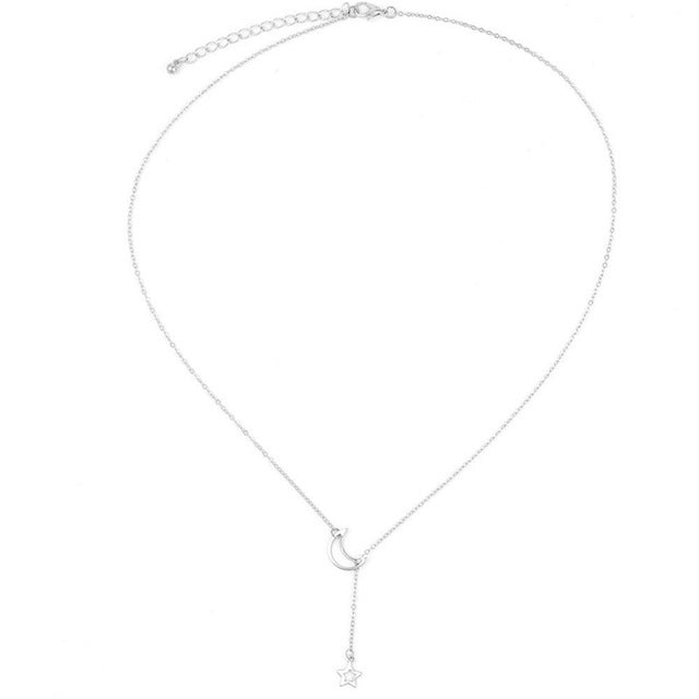 Fashion Moon Star Pendant Boho Choker Necklaces Gold Color Clavicle Chain Collar Necklace For Women Kolye Jewelry Collier Bijoux