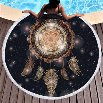 Microfiber Round Large Beach Towel Yoga Mat Tassel Toalla Blanket Nightmare 3d Sugar Skull Printed Big Bath Towel Tapestry