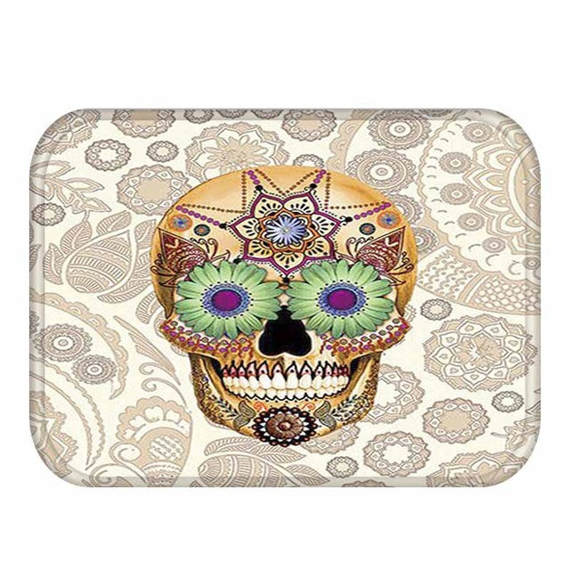 Skull Mats Flannel Carpet Non-slip Mats Home Decorations