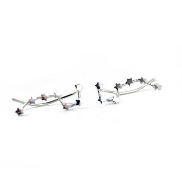 1 pair Women Silver/Rose Gold Color Star Shape Dipper Constellation Clip Earring Ear Vine Ear Sweep Earrings Fashion Jewelry