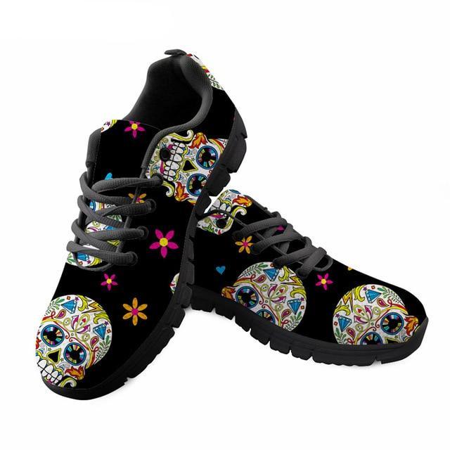 Skull Floral Fashion Casual Brand Flats Shoes Ladies Casual Sneakers