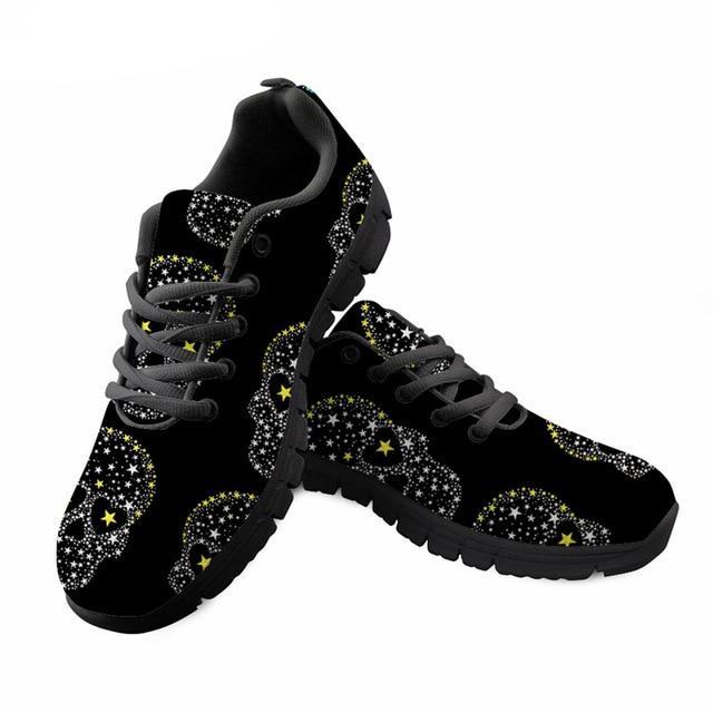 Skull Floral Fashion Casual Brand Flats Shoes Ladies Casual Sneakers
