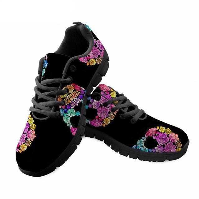 Skull Floral Fashion Casual Brand Flats Shoes Ladies Casual Sneakers
